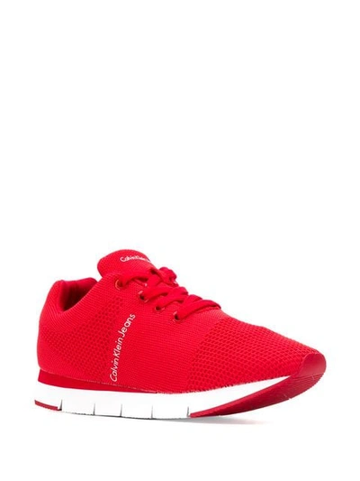 Shop Calvin Klein Jeans Est.1978 Mesh Panel Sneakers In Red