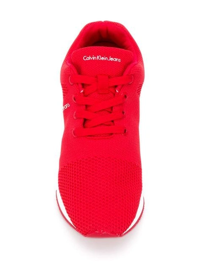 Shop Calvin Klein Jeans Est.1978 Mesh Panel Sneakers In Red