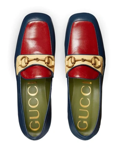 Shop Gucci Horsebit Platform Loafers In Blue
