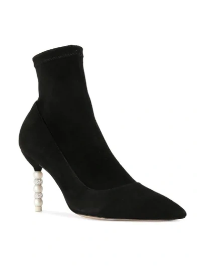 Shop Sophia Webster Embellished Heel Sock Boots In Black