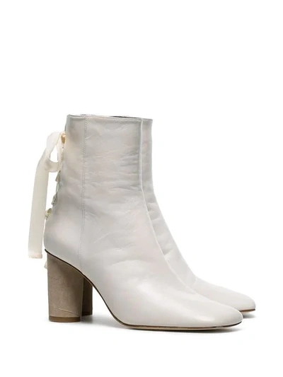 Shop Loewe White 80 Leather Ankle Boots