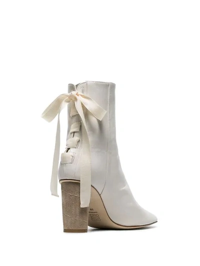 Shop Loewe White 80 Leather Ankle Boots