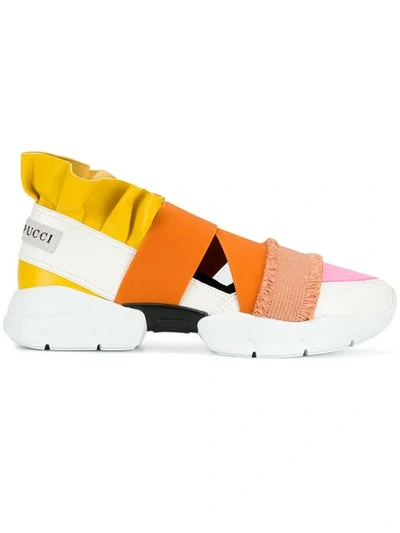 Shop Emilio Pucci City Up Ruffle Sneakers In Orange