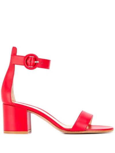 Shop Gianvito Rossi Block Heel Sandals In Red