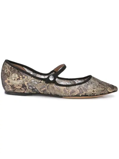 Shop Tabitha Simmons Hermione Gold Lace Ballerinas 