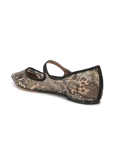 Shop Tabitha Simmons Hermione Gold Lace Ballerinas 