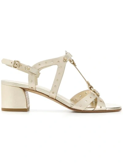 Shop Tod's Strappy Sandals In Metallic