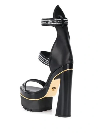 Shop Versace Nastro Platform Sandals In D41oh Nero Oro Caldo