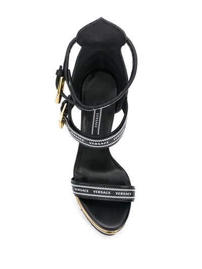 Shop Versace Nastro Platform Sandals In D41oh Nero Oro Caldo