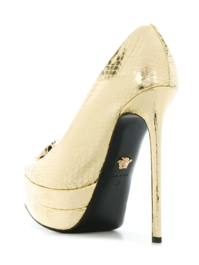 Shop Versace Medusa Platform Pumps In Metallic