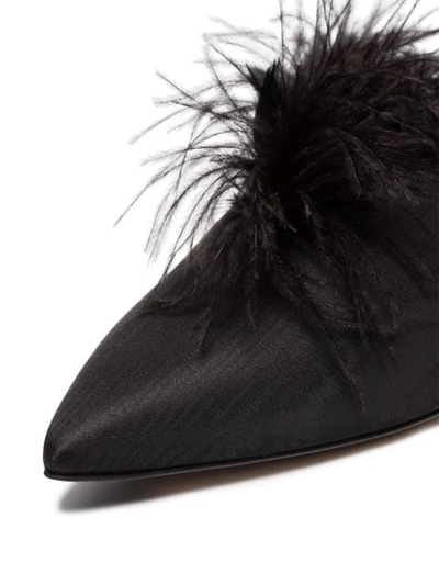 Shop Attico Black Feather Embellished 45 Velvet And Satin Mules