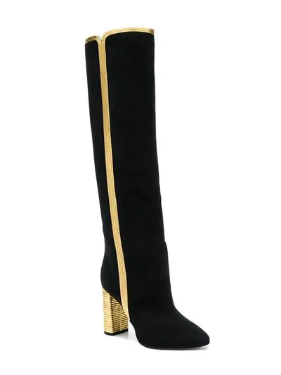 Shop Saint Laurent Loulou Knee High Boots In Black