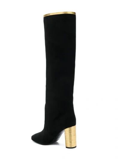 Shop Saint Laurent Loulou Knee High Boots In Black