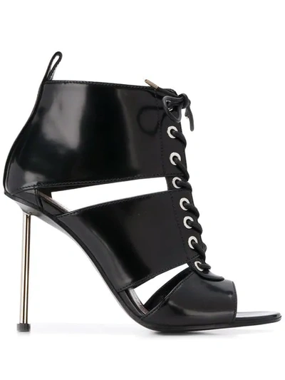 Shop Alexander Mcqueen Lace-up Boot Sandals In 1081  Black