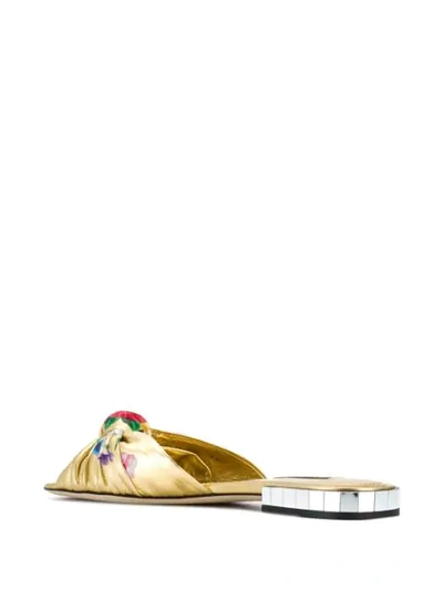 Shop Dolce & Gabbana Floral Print Slides In Gold