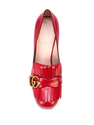 GUCCI GG LOGO PLATFORM LOAFERS - 6433HIBISCUSRED