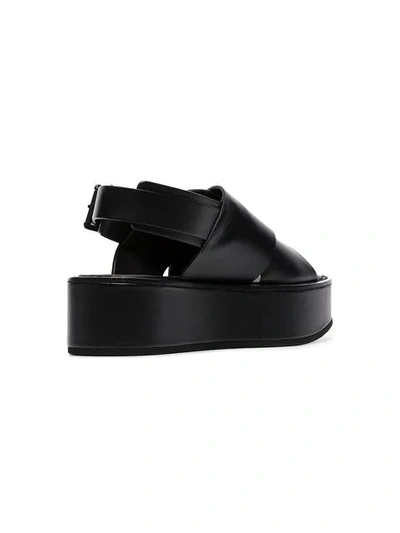 Shop Ann Demeulemeester Black 55 Crossover Slingback Flatform Sandals