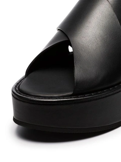 Shop Ann Demeulemeester Black 55 Crossover Slingback Flatform Sandals