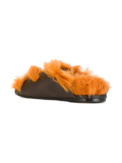 Shop Anya Hindmarch Shearling Sandals In Brown