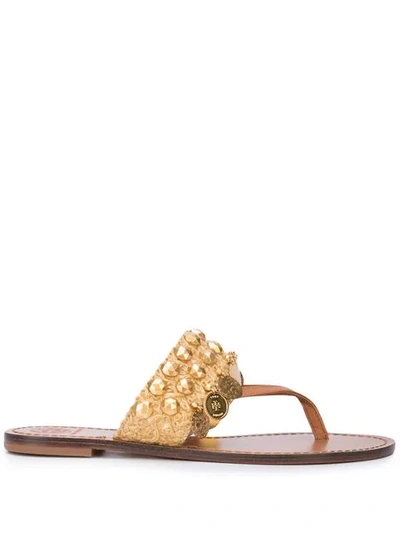 Shop Tory Burch Patos Coin Thong Sandals In Brown