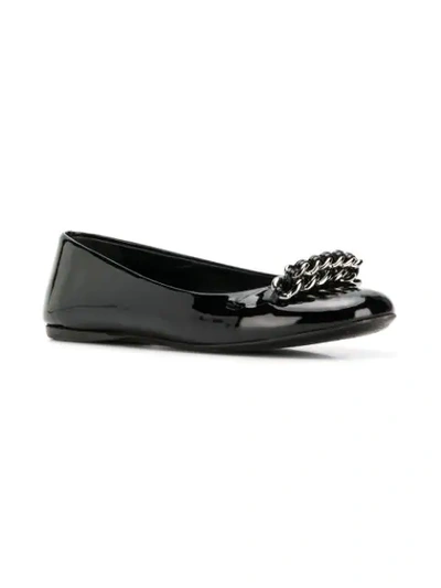 Pre-owned Prada Chain Detail Ballerina Shoes In Black