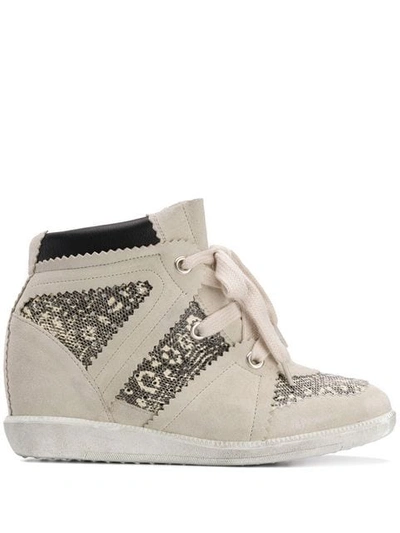 Shop Isabel Marant Wedge Trainers In Neutrals