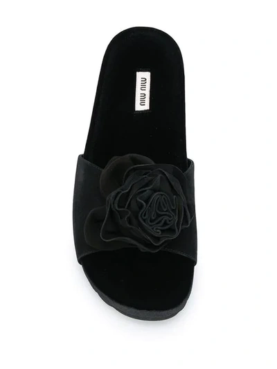 Shop Miu Miu Rose Slides In Black