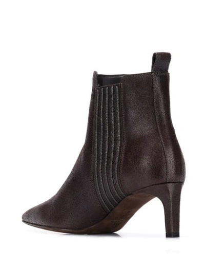 Shop Brunello Cucinelli Textured Ankle Boots In Brown
