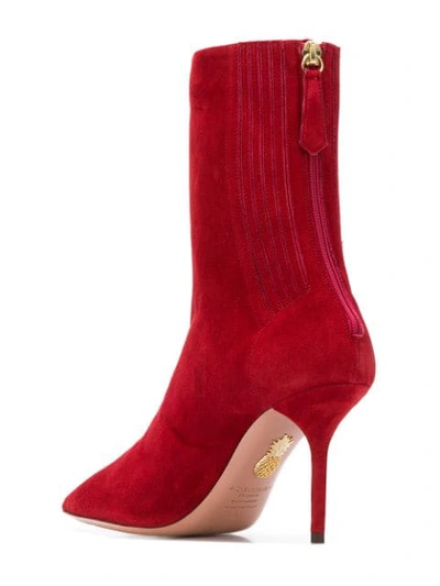 Shop Aquazzura Pointed Toe Ankle Boots In Red
