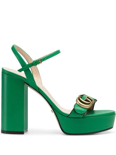 Shop Gucci Platform Sandal With Double G In Green