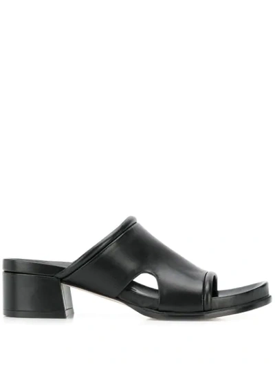 Shop Loewe Block Heel Sandals In Black
