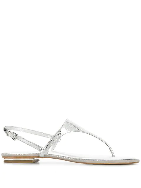 michael kors silver flip flops
