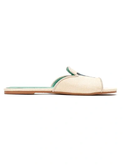 Shop Blue Bird Shoes Straw Butterfly Flats In Neutrals