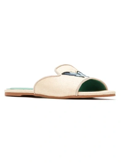 Shop Blue Bird Shoes Straw Butterfly Flats In Neutrals