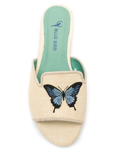 Shop Blue Bird Shoes Straw Butterfly Flats In Neutrals