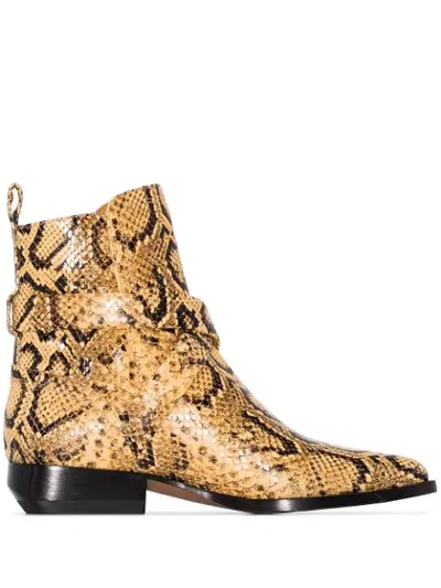 CHLOÉ RYLEE 30MM SNAKE-EFFECT ANKLE BOOTS - 黄色