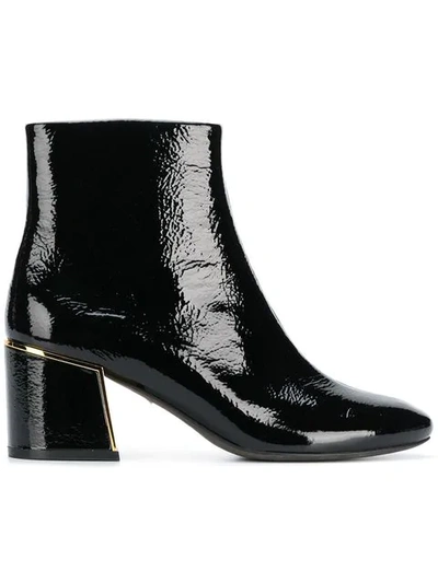 Shop Tory Burch Gold-tone Appliqué Ankle Boots In Black