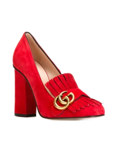 Shop Gucci Fringed Pumps - Red