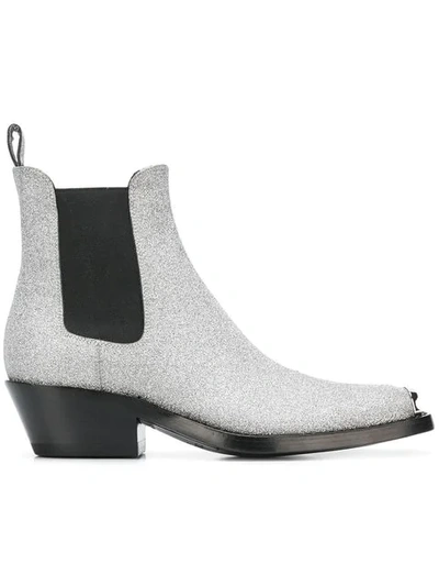 Shop Calvin Klein 205w39nyc Glitter Western Boots In Grey