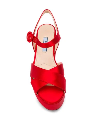 Shop Prada Platform Sandals In Red