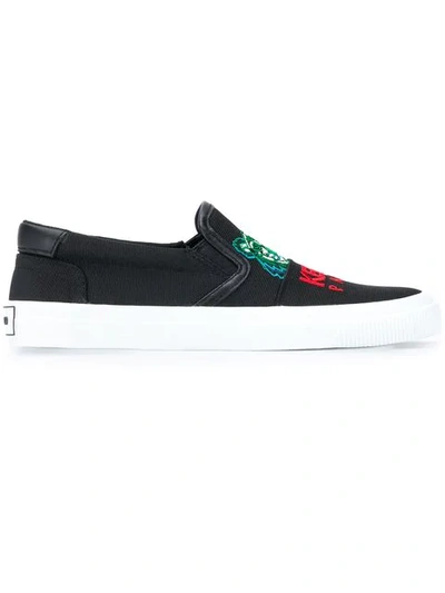 Shop Kenzo K-skate Tiger Slip-on Sneakers In Black