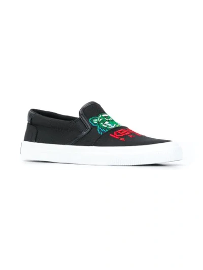 Shop Kenzo K-skate Tiger Slip-on Sneakers In Black