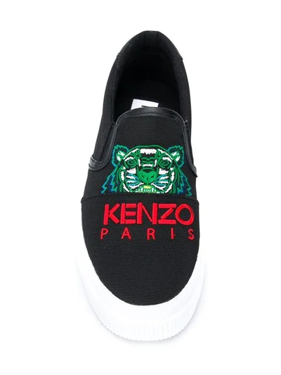 Shop Kenzo K-skate Tiger Slip-on Sneakers In Black