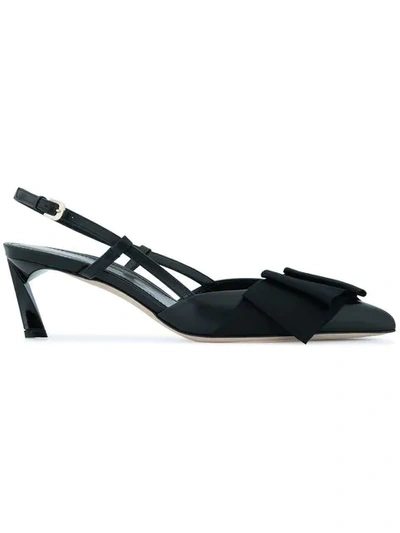 Shop Lanvin Kitten Pumps With Bow Strap In Black