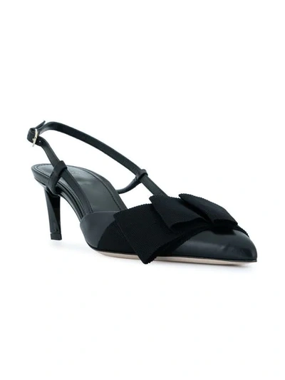 Shop Lanvin Kitten Pumps With Bow Strap In Black
