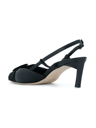 Shop Lanvin Kitten Pumps With Bow Strap In Black