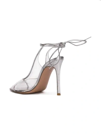 Shop Gianvito Rossi Ankle Lace-up Sandals In Metallic