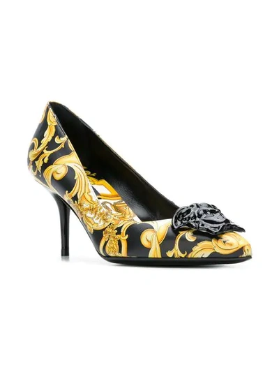 Shop Versace Barocco Print Pumps In Db5n