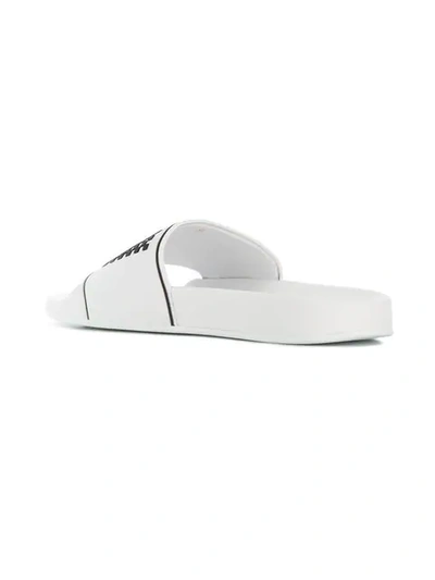 Shop Versace Logo Pool Slides In White