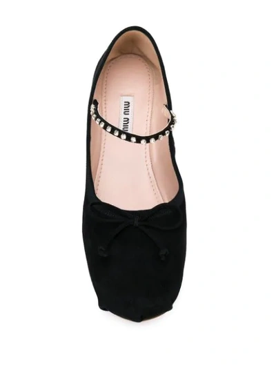 Shop Miu Miu Ballerinas Mit Kristallen In Black